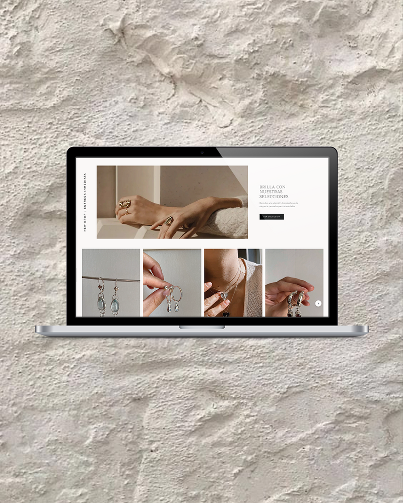 Ecommerce de joyería con diseño elegante y navegación optimizada para conversión