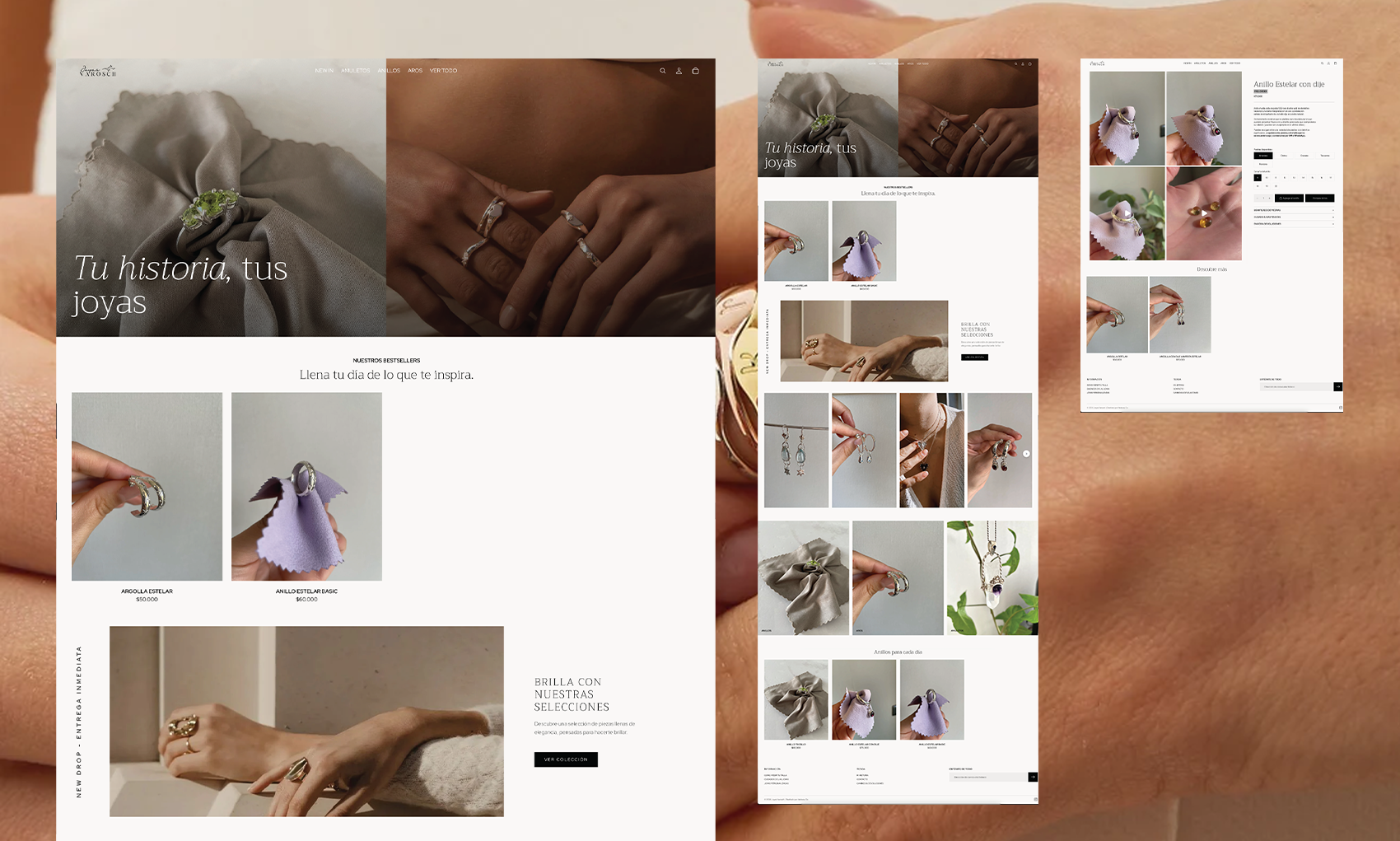 Diseño de tienda online de joyas en Chile con Shopify aesthetic minimalista